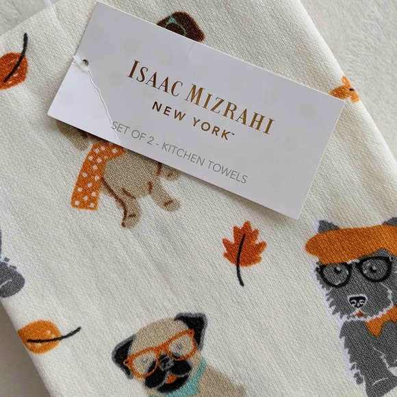 Doxie Corgi Terrier Labrador Pug Leaves Autumn Theme Kitchen Towel Set Of 2 NWT - Picture 12 of 12